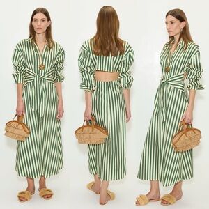 SIMONMILLER Loch Striped Poplin Maxi Shirt Dress Size Large NWT